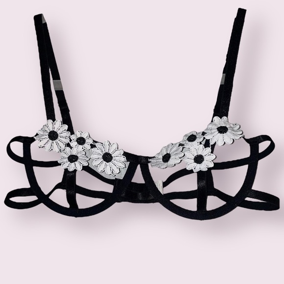 Other - Black Floral Lingerie Bra